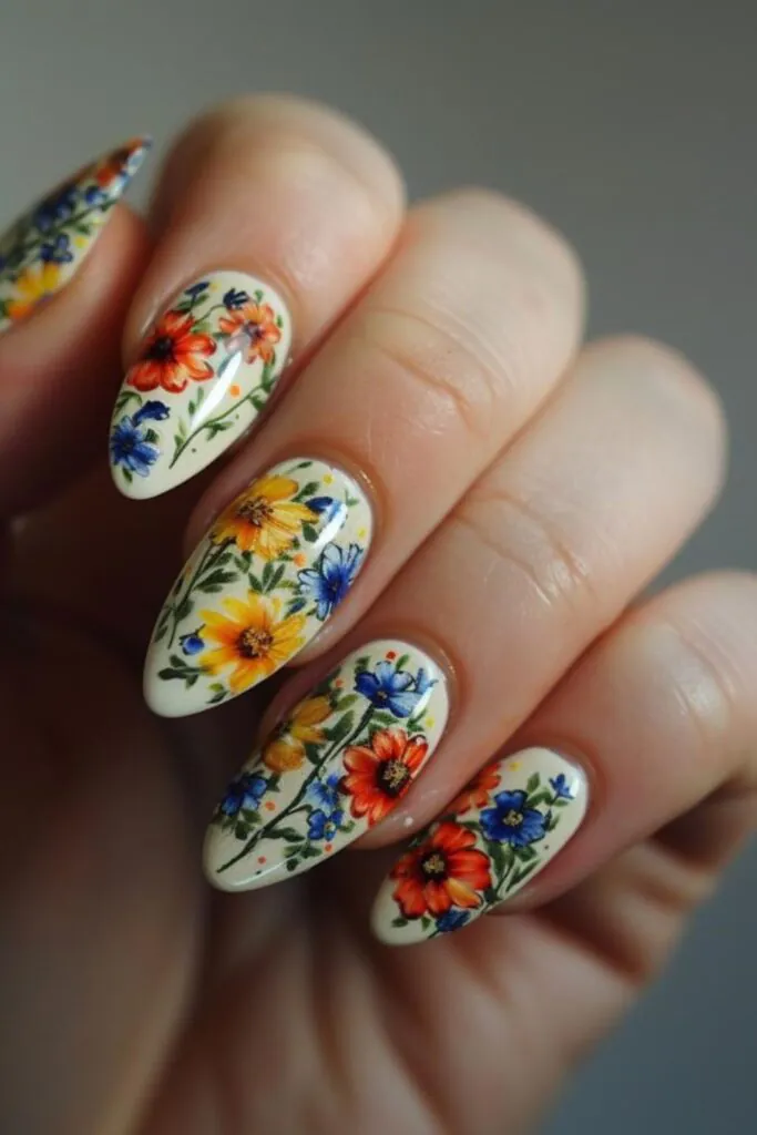 Wildflower Meadow Nail Design Ideas For July