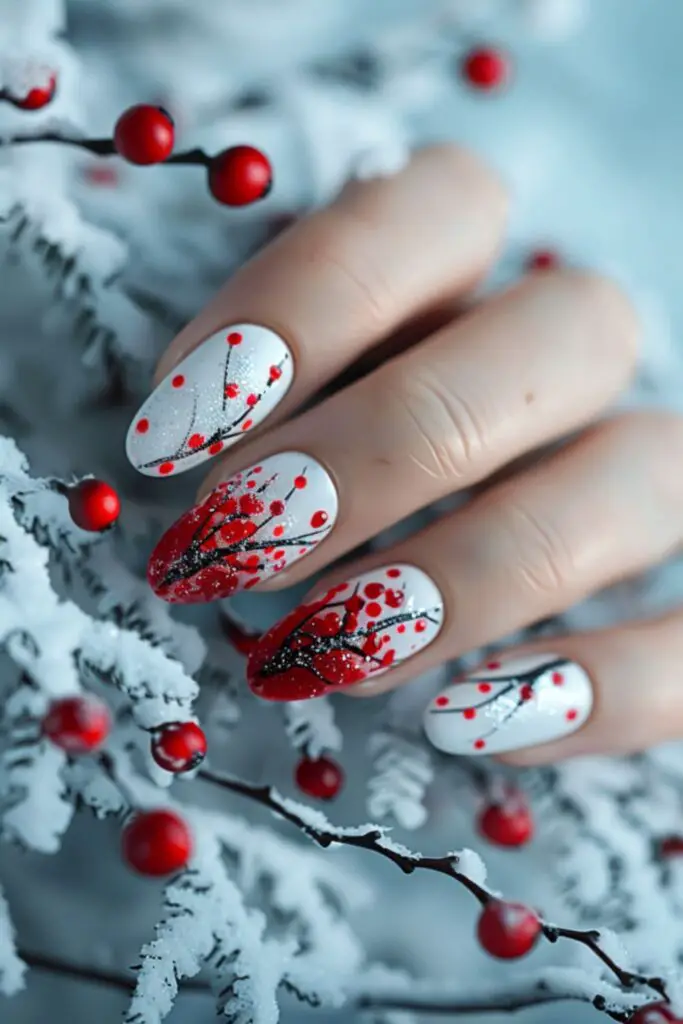 Winterberry Accents-Nail Art For Winter