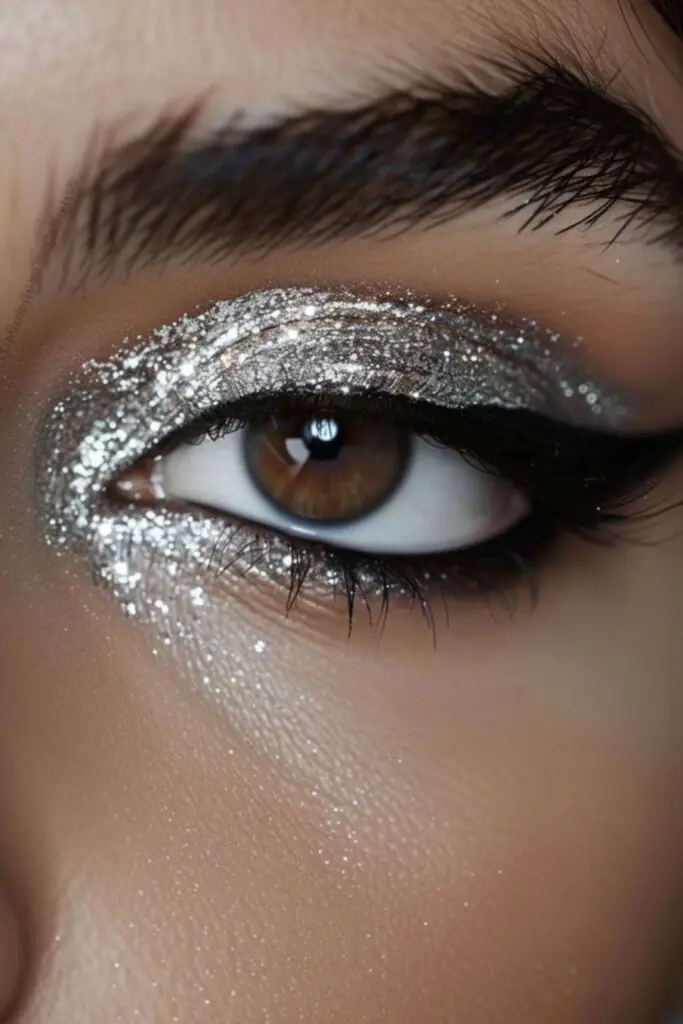 Shimmering Silvers and Cool Greys Eyeshadow Ideas for Brown Eyes