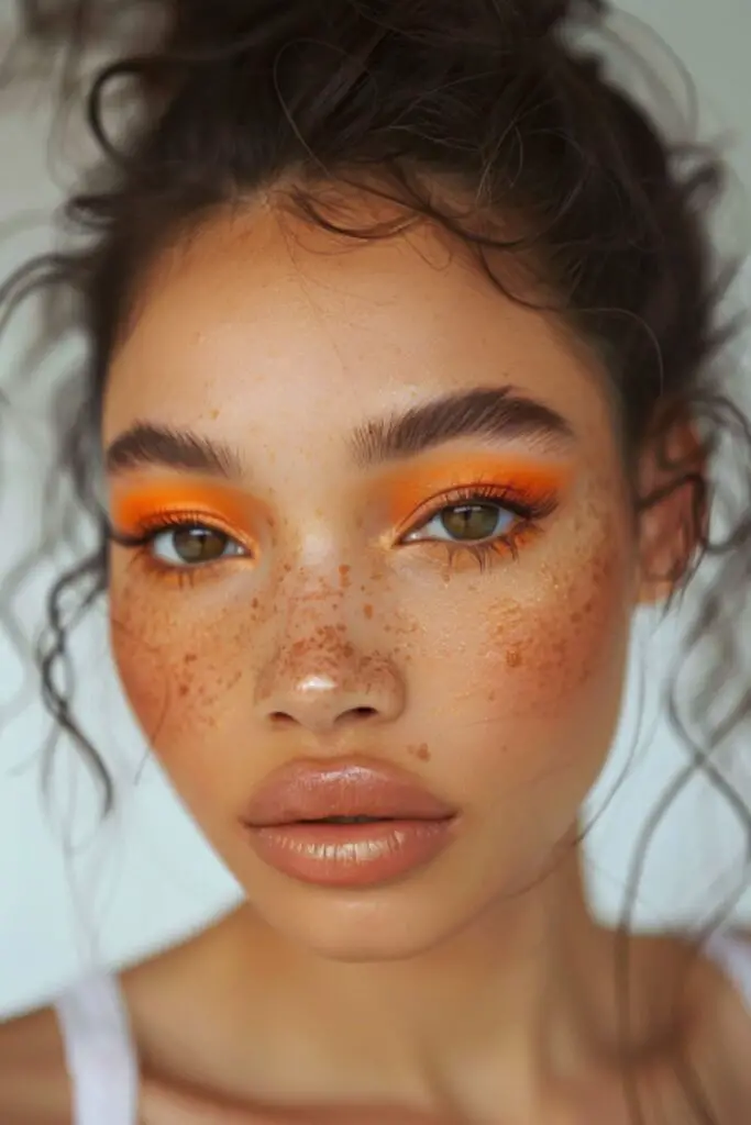 Sunset Oranges Eyeshadow Ideas For Brown Hair