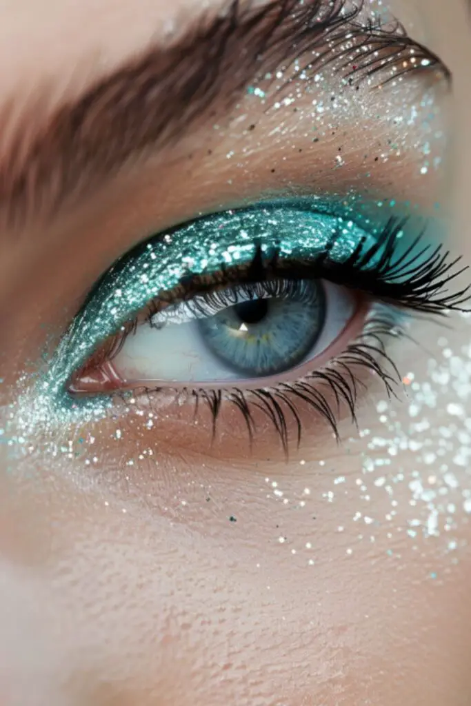 Glittering Aquamarine Eyeshadow Ideas For Blue Eyes