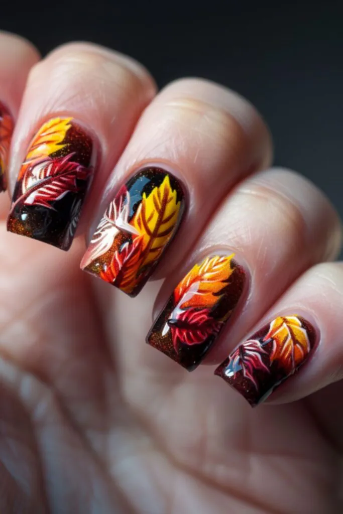 Autumn Leaves-Nail Art For Fall