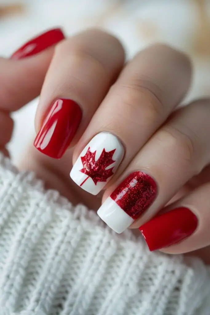 Canadian Flag Inspiration-Nail Designs For Canada Day