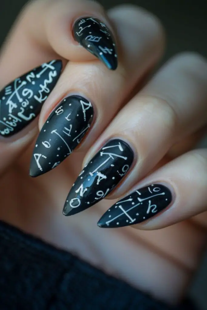 Chalkboard Nails-Nail Designs For Teachers
