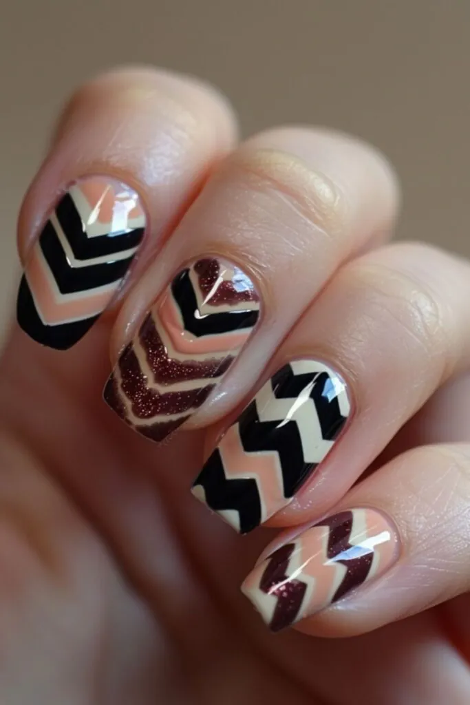 Chevron Patterns-Nail Designs For The Office