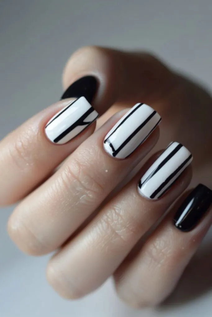 Clear Polish With A Single Stripe-Nail Designs For The Office