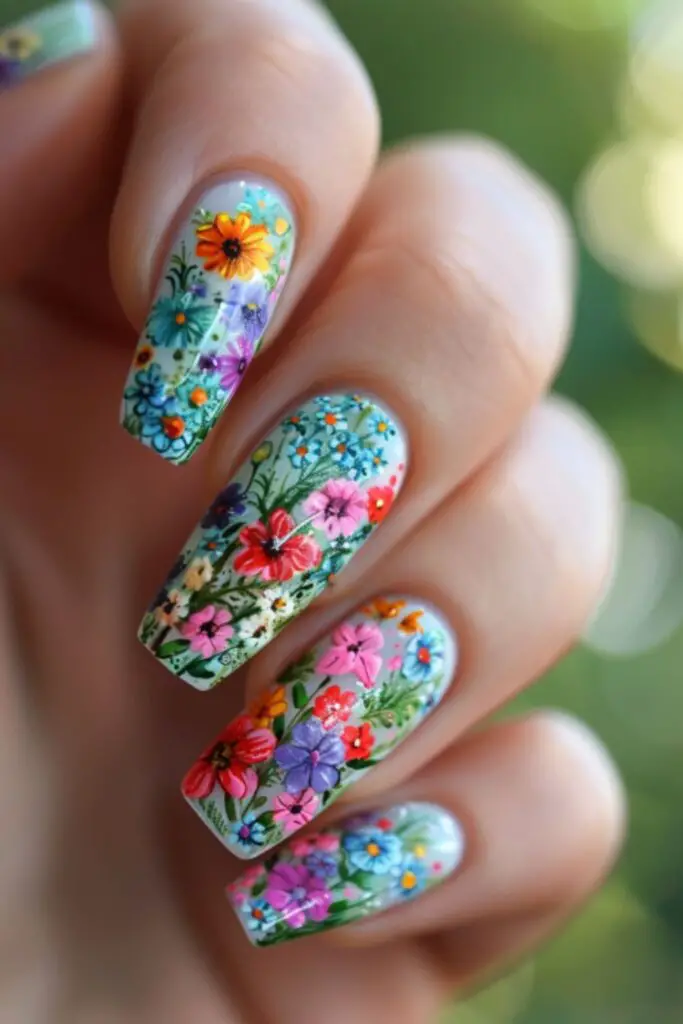 Floral Fields-Nail Art For Summer