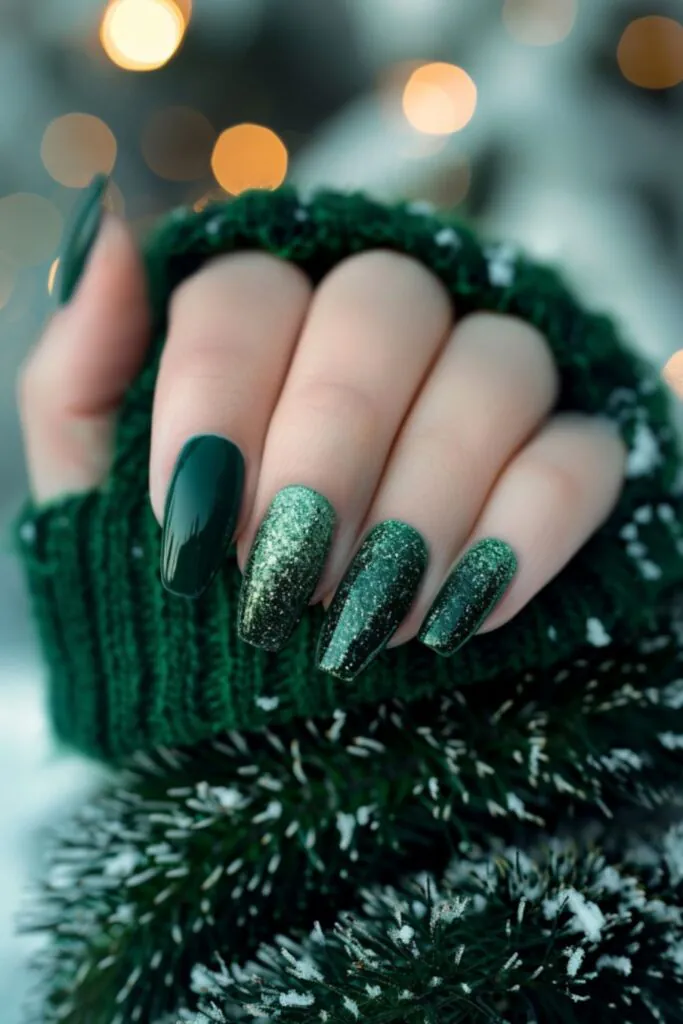 Forest-Inspired Textures-Nail Designs For A Green Dress