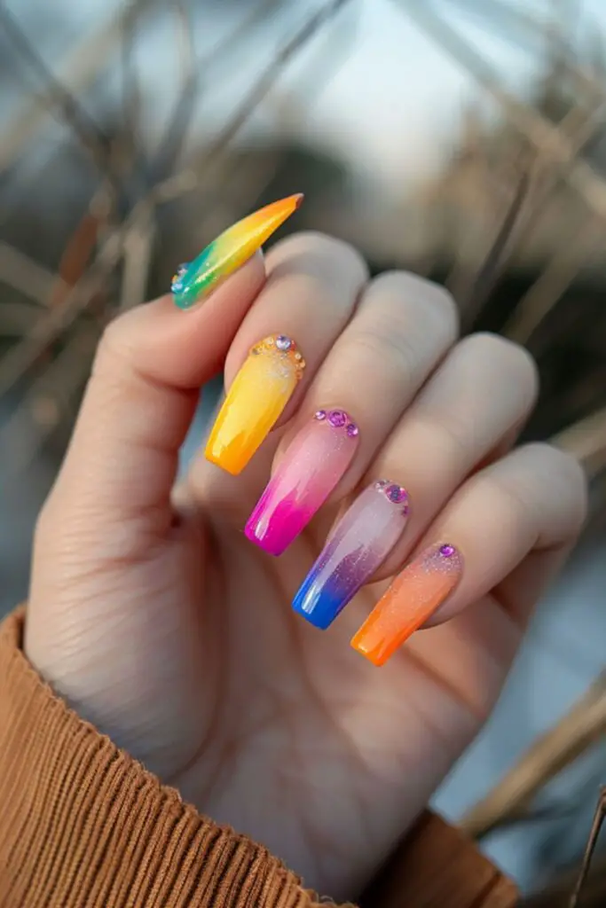 Gradient Pride Flags-Nail Designs For Pride Month