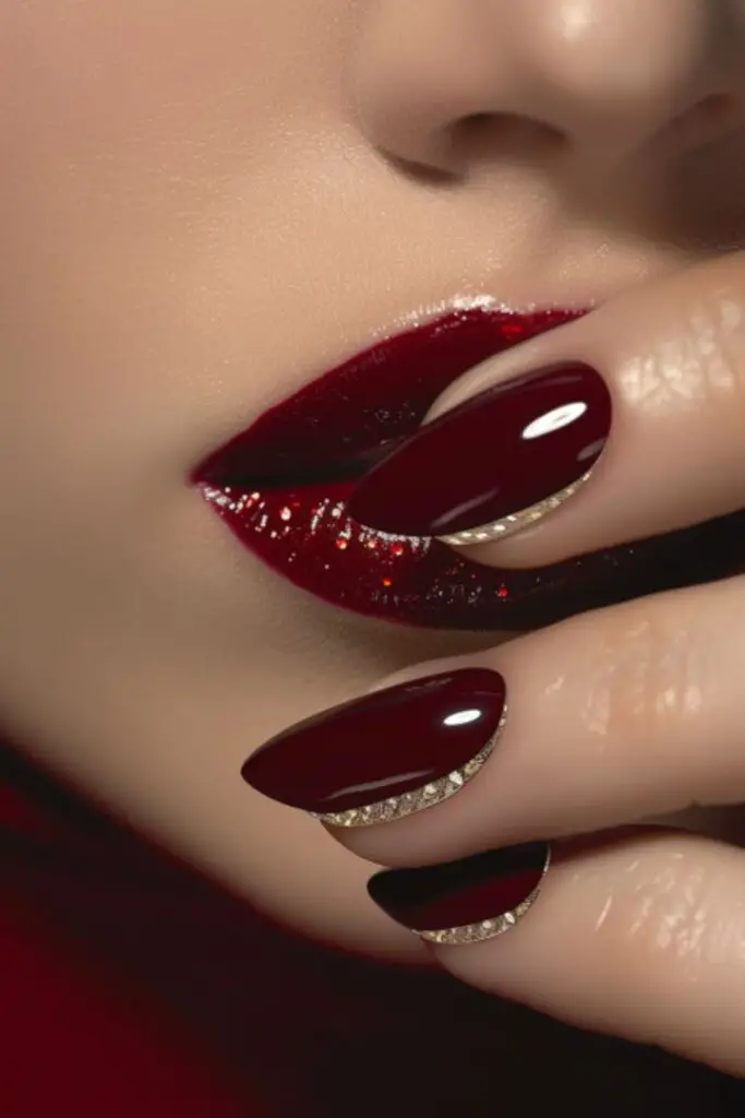 Maroon French Manicure With A Twist-Nail Designs For A Maroon Dress