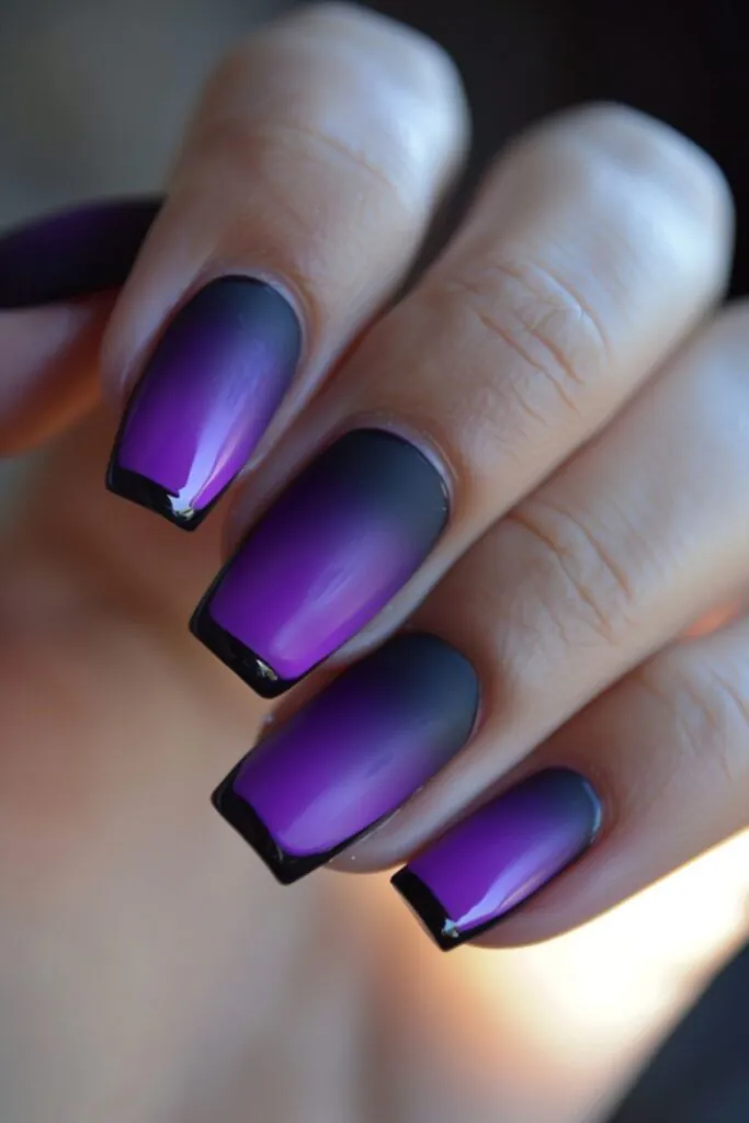 Matte Purple With Glossy Tips-Nail Designs For A Purple Dress