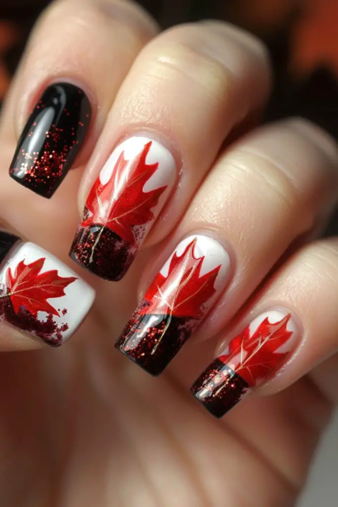 Mixed Designs-Nail Designs For Canada Day