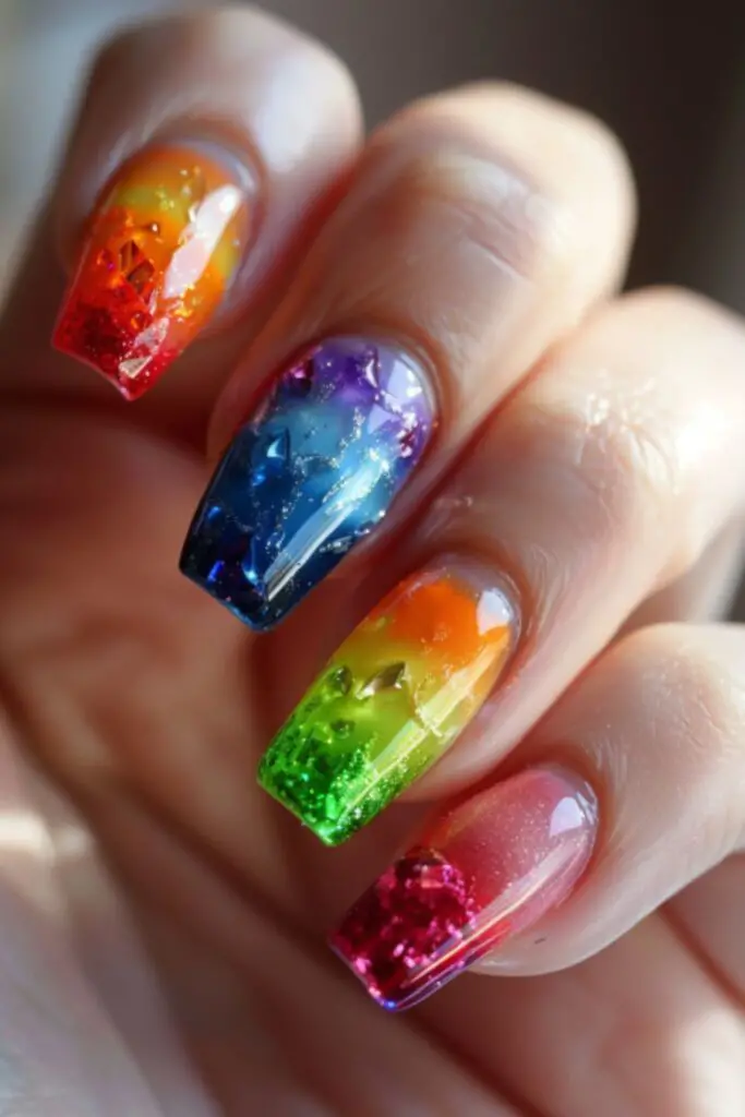 Ombre Rainbow French Tips-Nail Designs For Pride Month