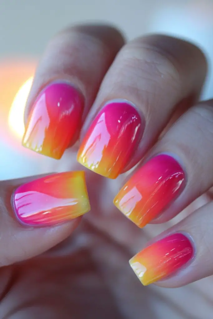 Ombre Sunset-Nail Designs For A Yellow Dress