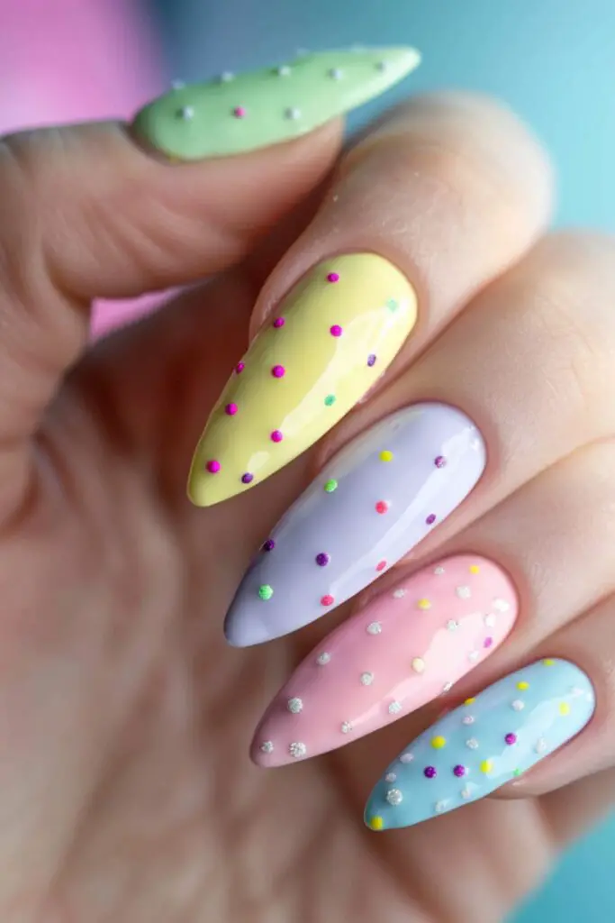 Pastel Polka Dots-Nail Designs For Teachers
