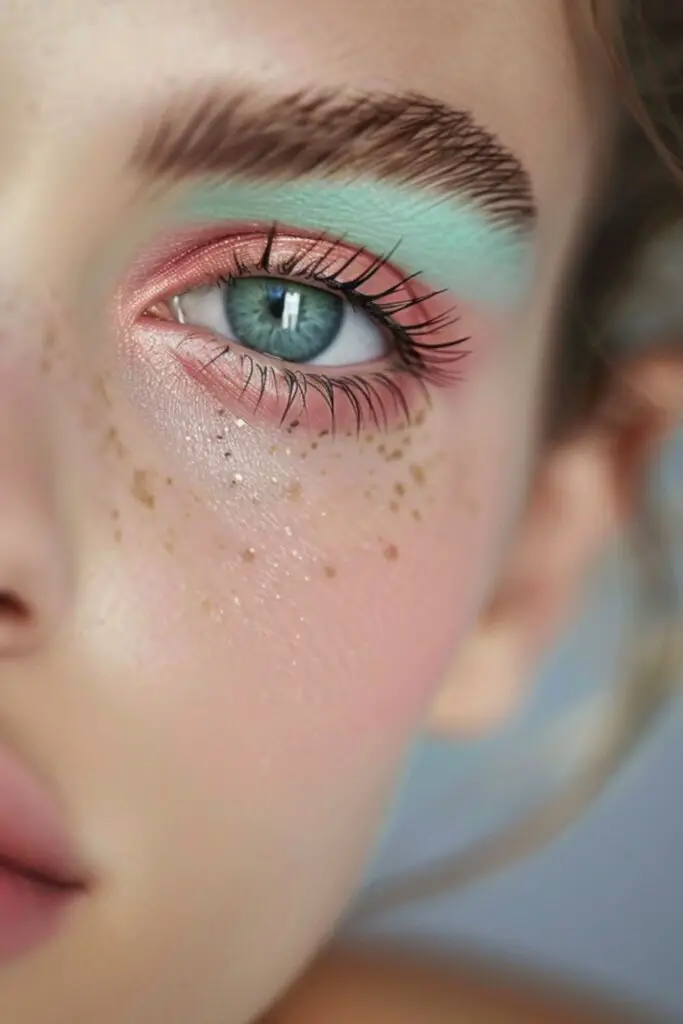 Pink And Mint Contrast Eyeshadow Ideas For Pink
