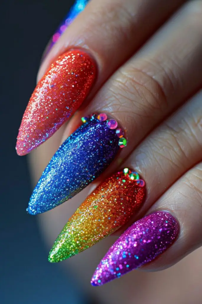Pride Beads And Gems-Nail Designs For Pride Month