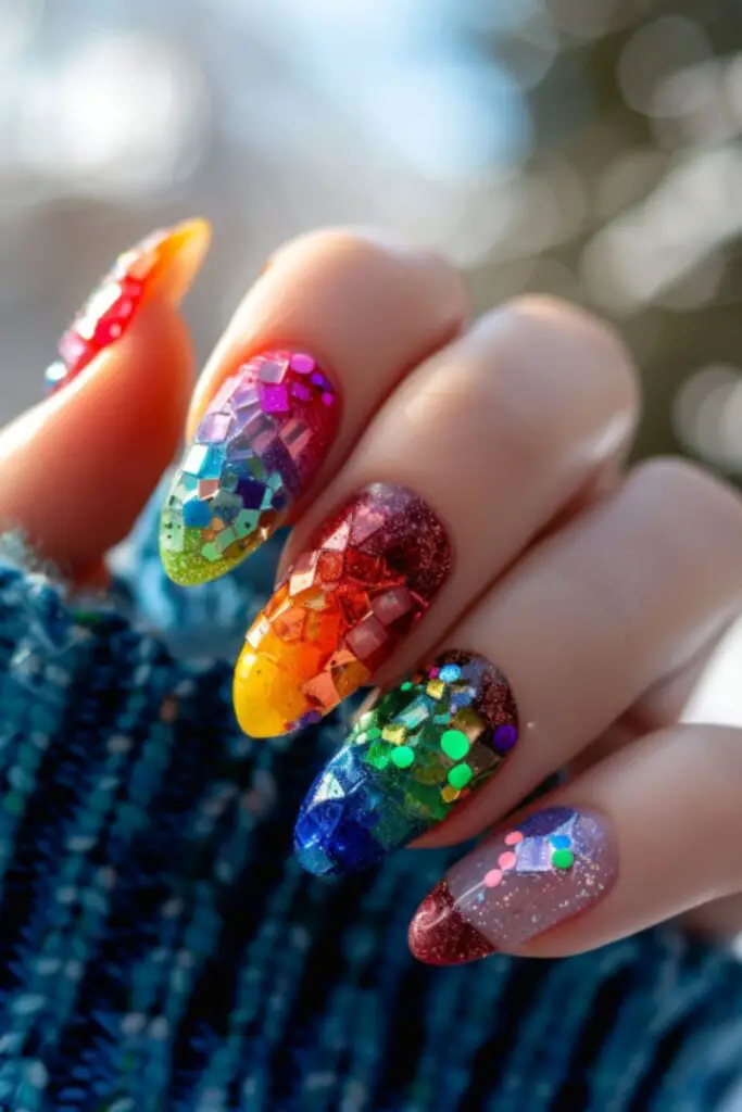 Pride Flags Mosaic-Nail Designs For Pride Month