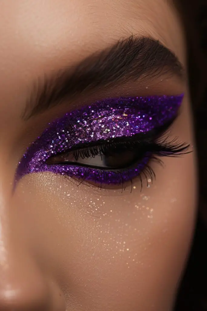 Purple Glitter Cut Crease Eyeshadow Ideas For Purple