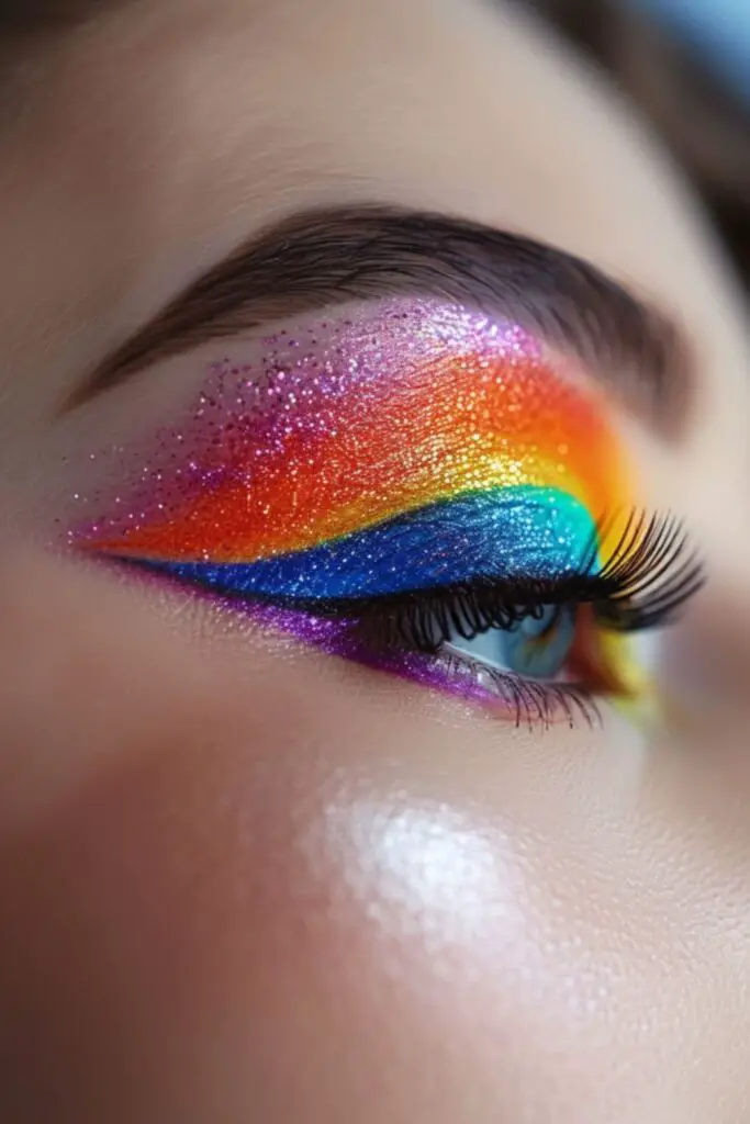 Rainbow Cut Crease Eyeshadow Ideas For Rainbow