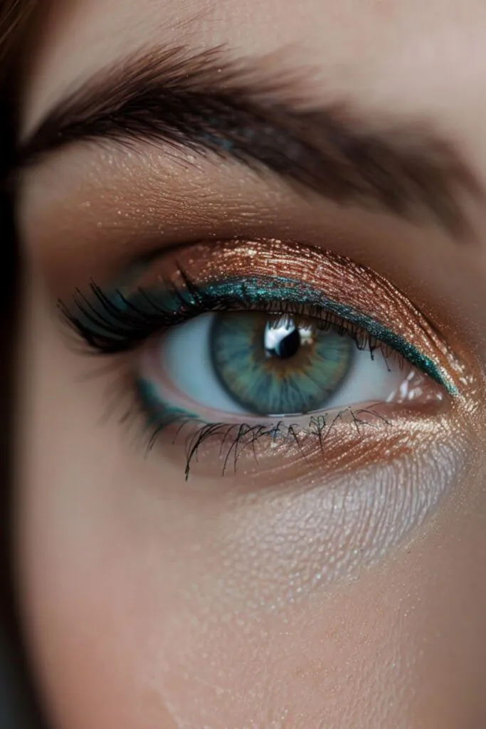 Rose Gold And Teal Contrast Eyeshadow Ideas For Rose Gold