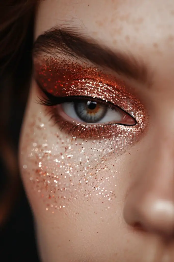 Rose Gold Glitter Cut Crease Eyeshadow Ideas For Rose Gold