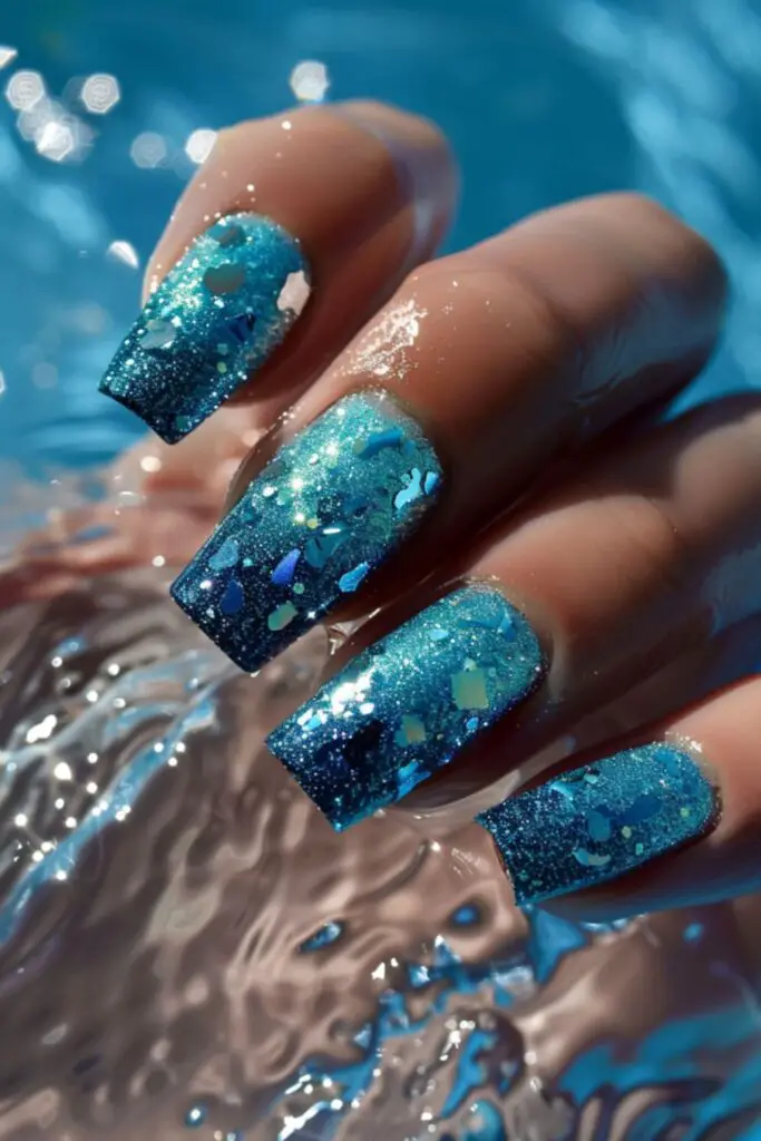 Sparkling Pool-Nail Art For Summer