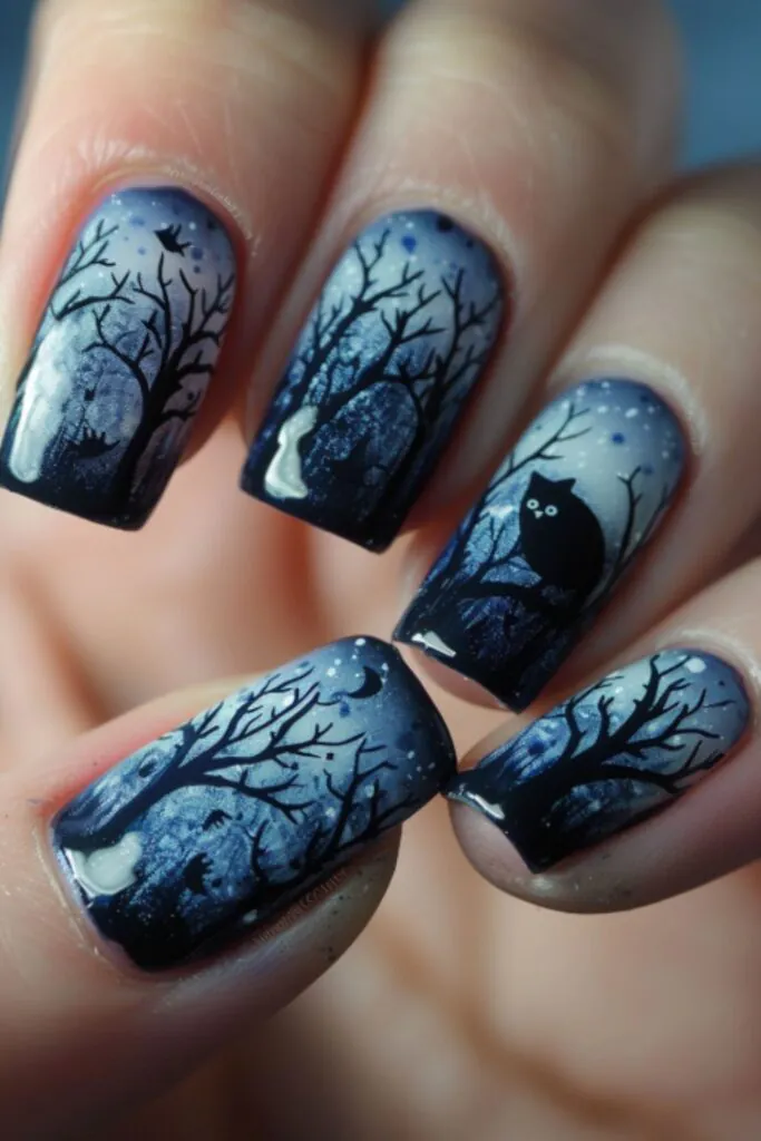 Twilight Forest-Nail Art For Fall
