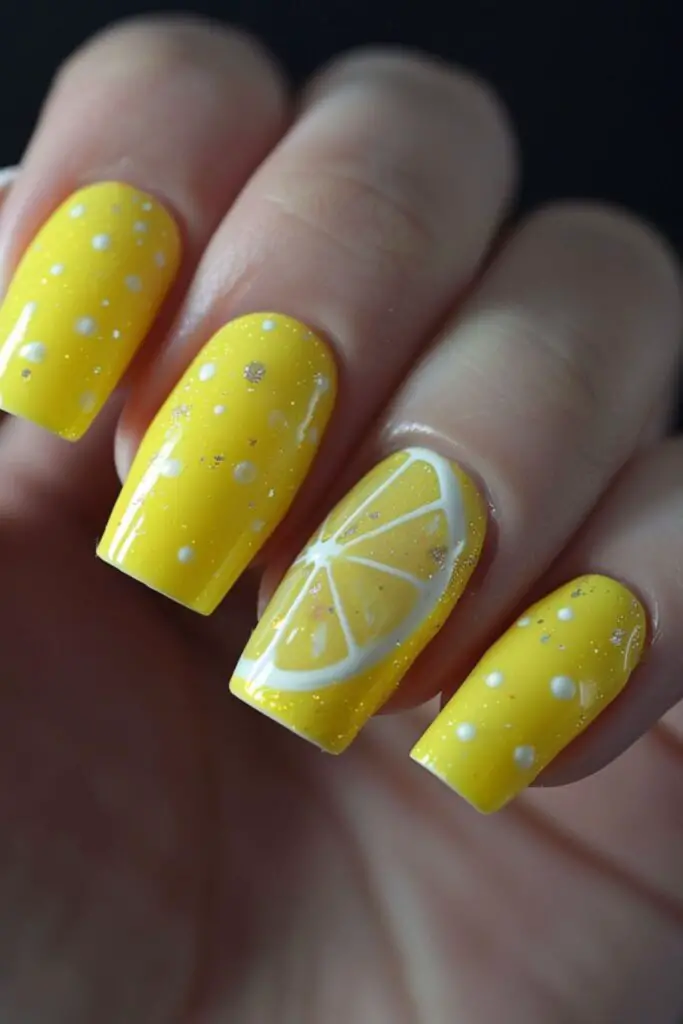Sunny Lemonade Nail Design