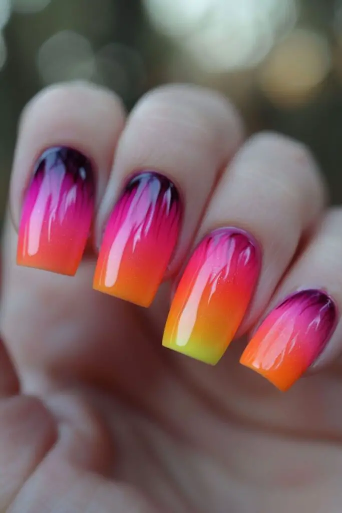 Sunset Ombre Nail Design